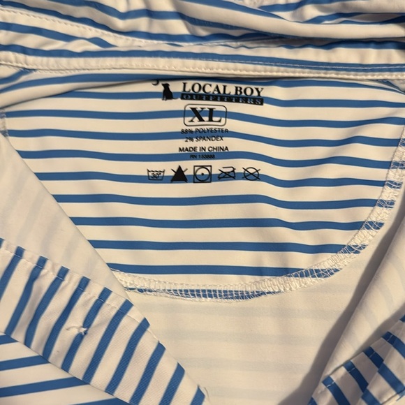 Local Boy Outfitters Blue and White Polo Shirt with Stripes - Picture 2 of 4